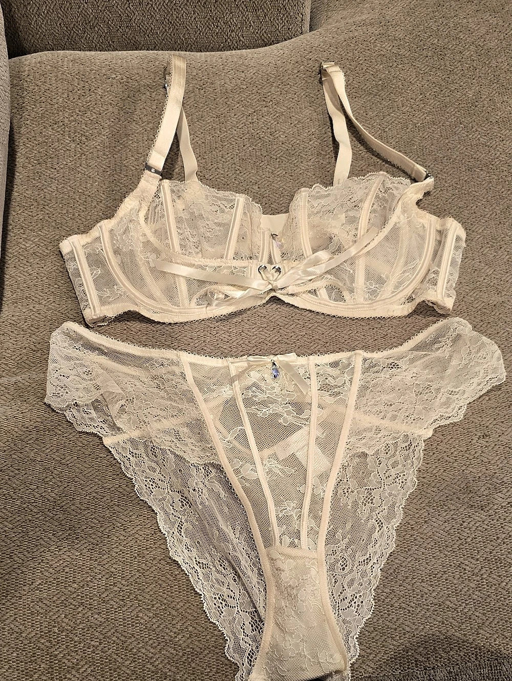 Honey Birdette Rebecca Bra and Panty Set In Cream